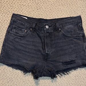 Levi’s washed black denim shorts
